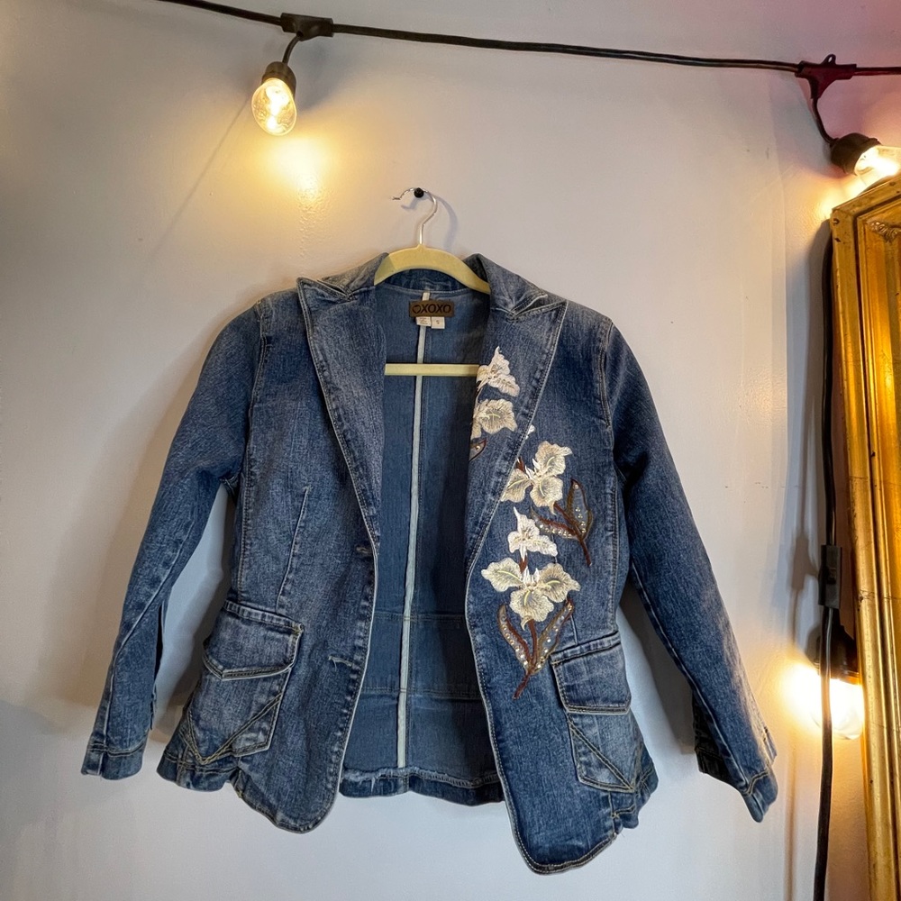 Xoxo Jean Blazer with Flowers